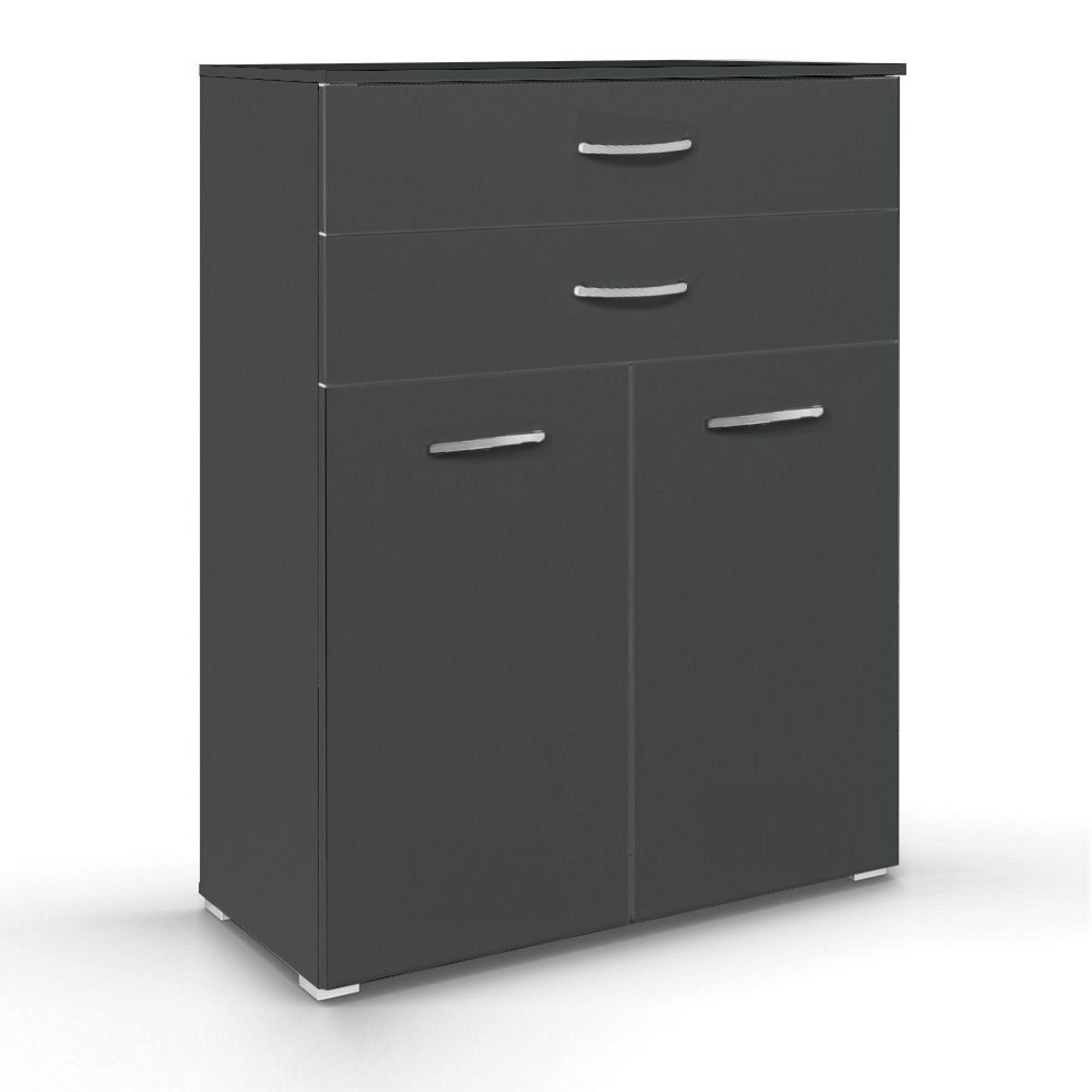 Rauch Aditio 2 Door Cupboard with 2 Top Drawer - Metallic Dark Grey