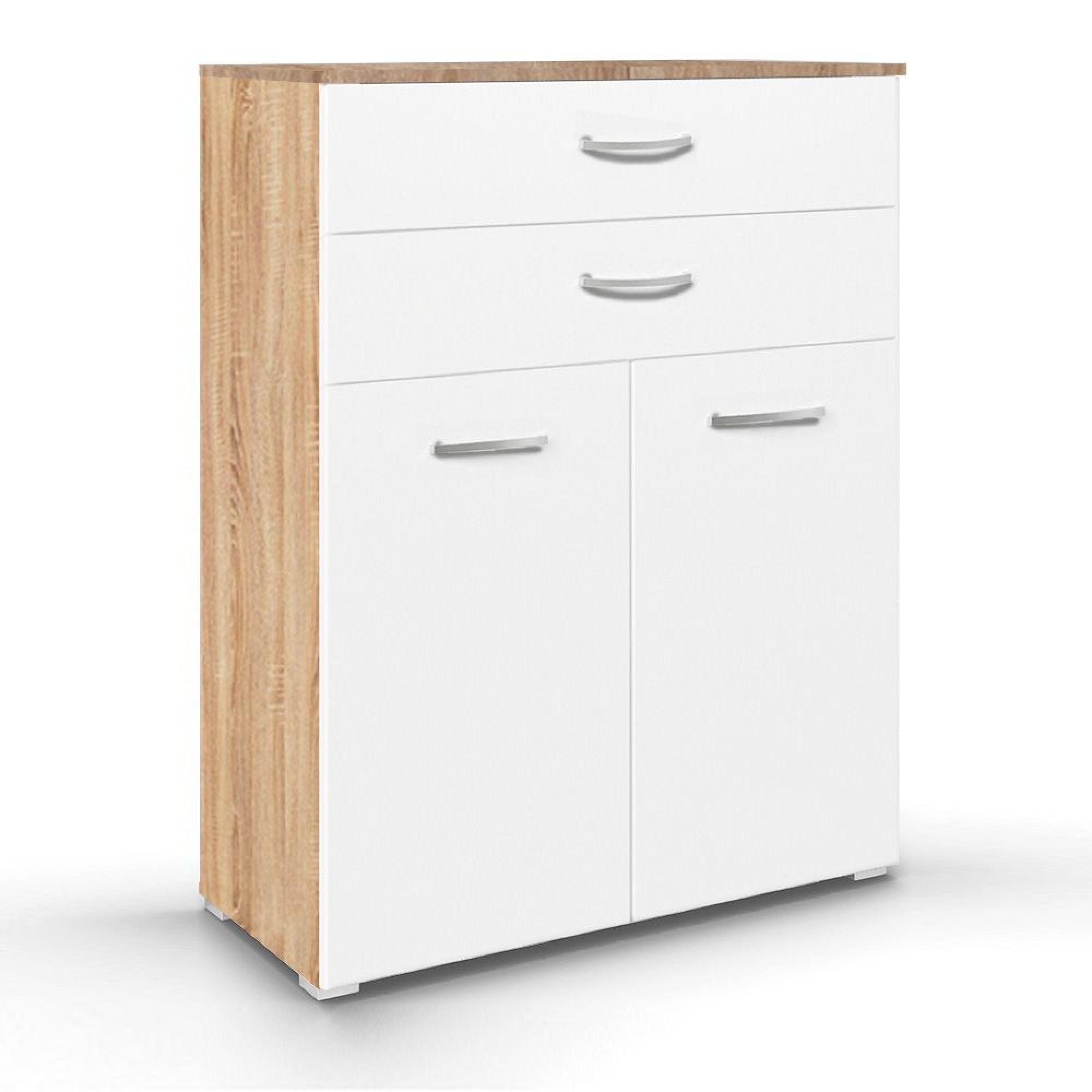Rauch Aditio 2 Door Cupboard with 2 Top Drawer - Sonoma Oak and Alpine White