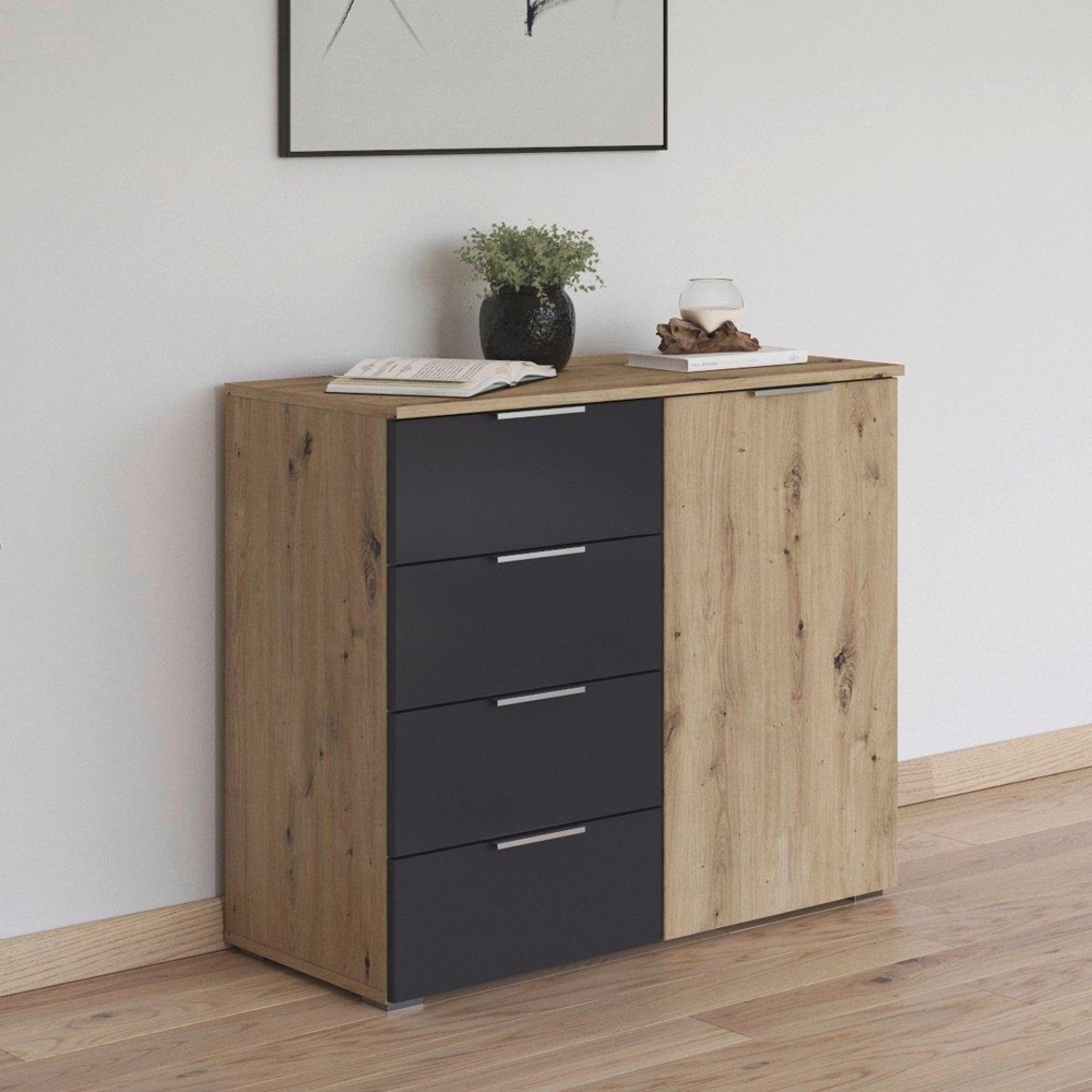 Rauch Monza 1 Door Chest - Artisan Oak and Metallic Dark Grey