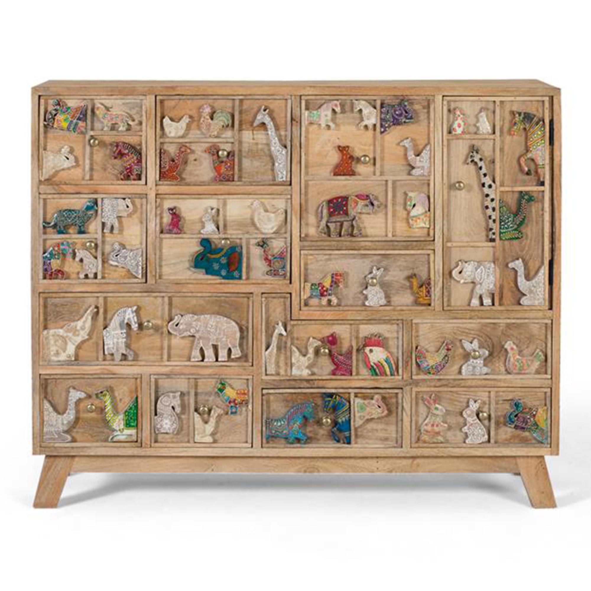 Safari Hall Cabinet - Mango Wood - Multi Drawer