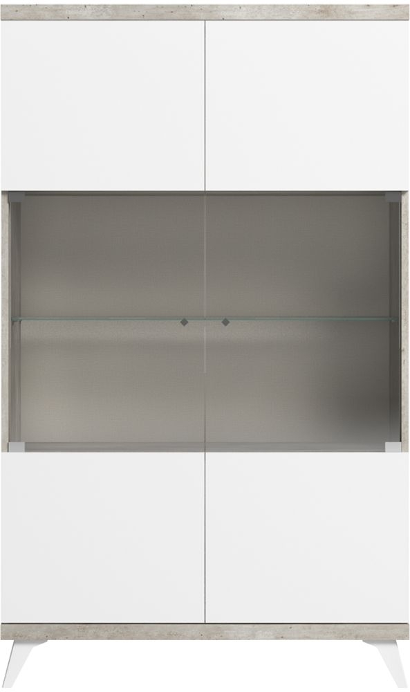 Status Treviso Day Grey Italian 2 Glass Door Vitrine