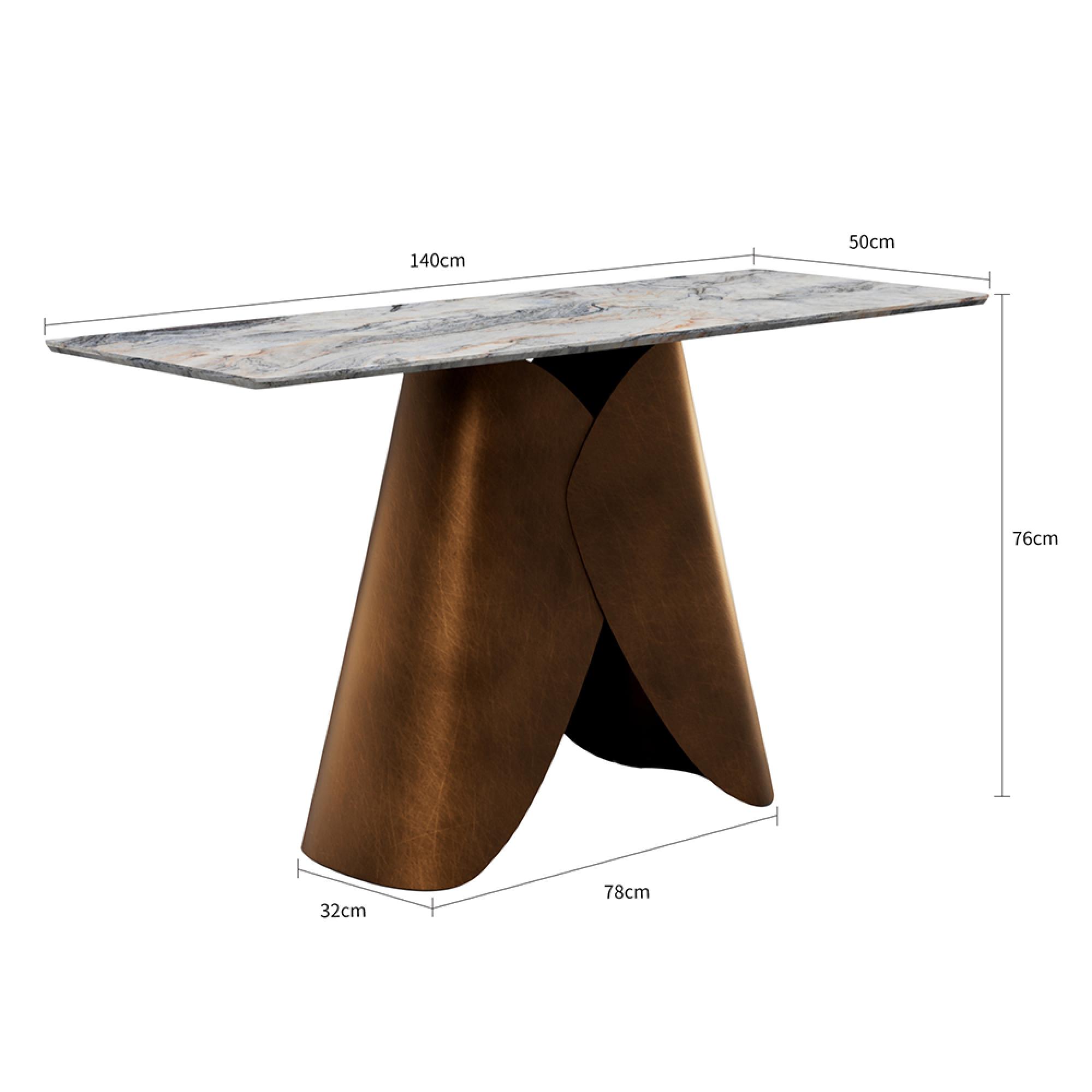 Enterprise Console Table - Grey Marble - Brass Base