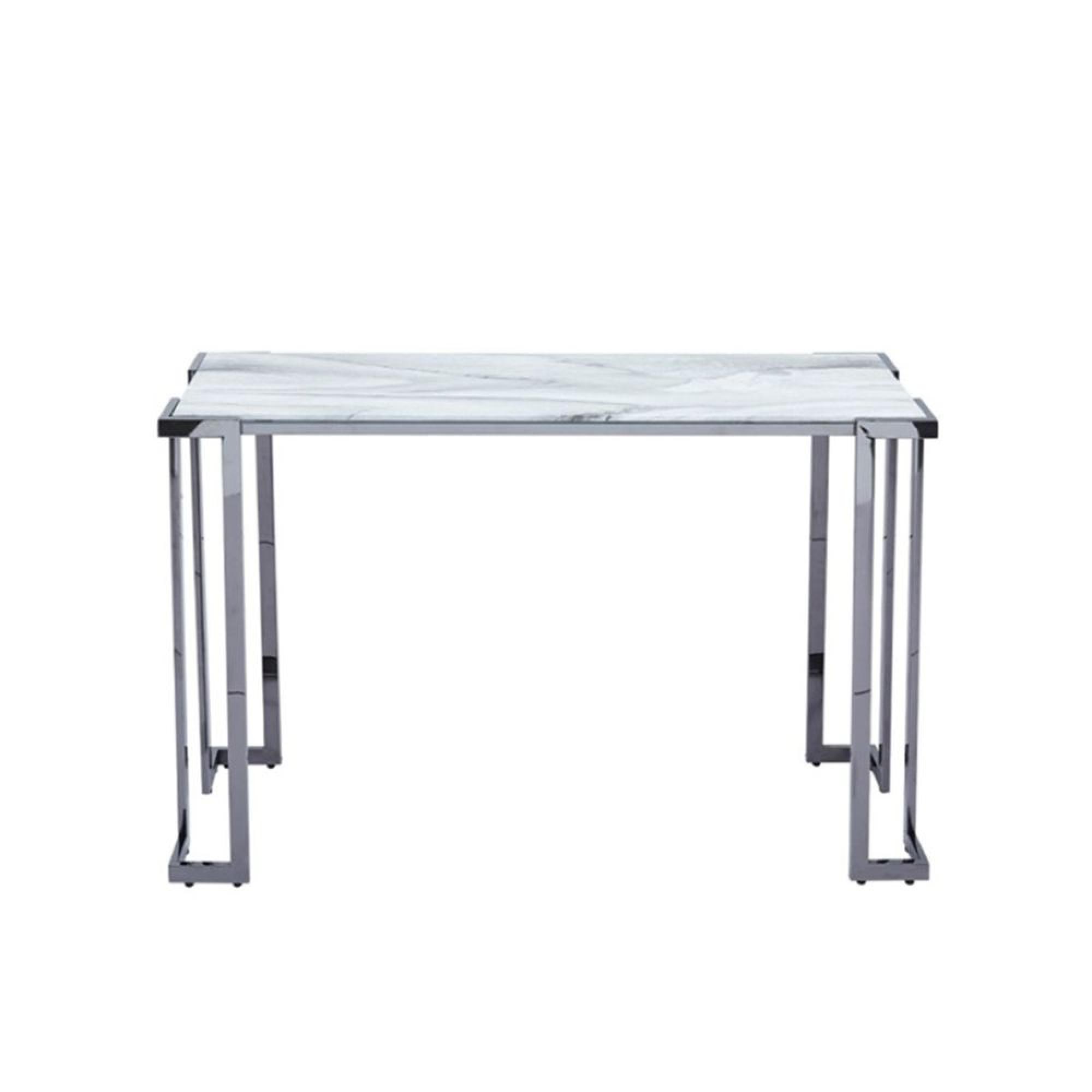 Aamari Console Table - White Marble and Chrome