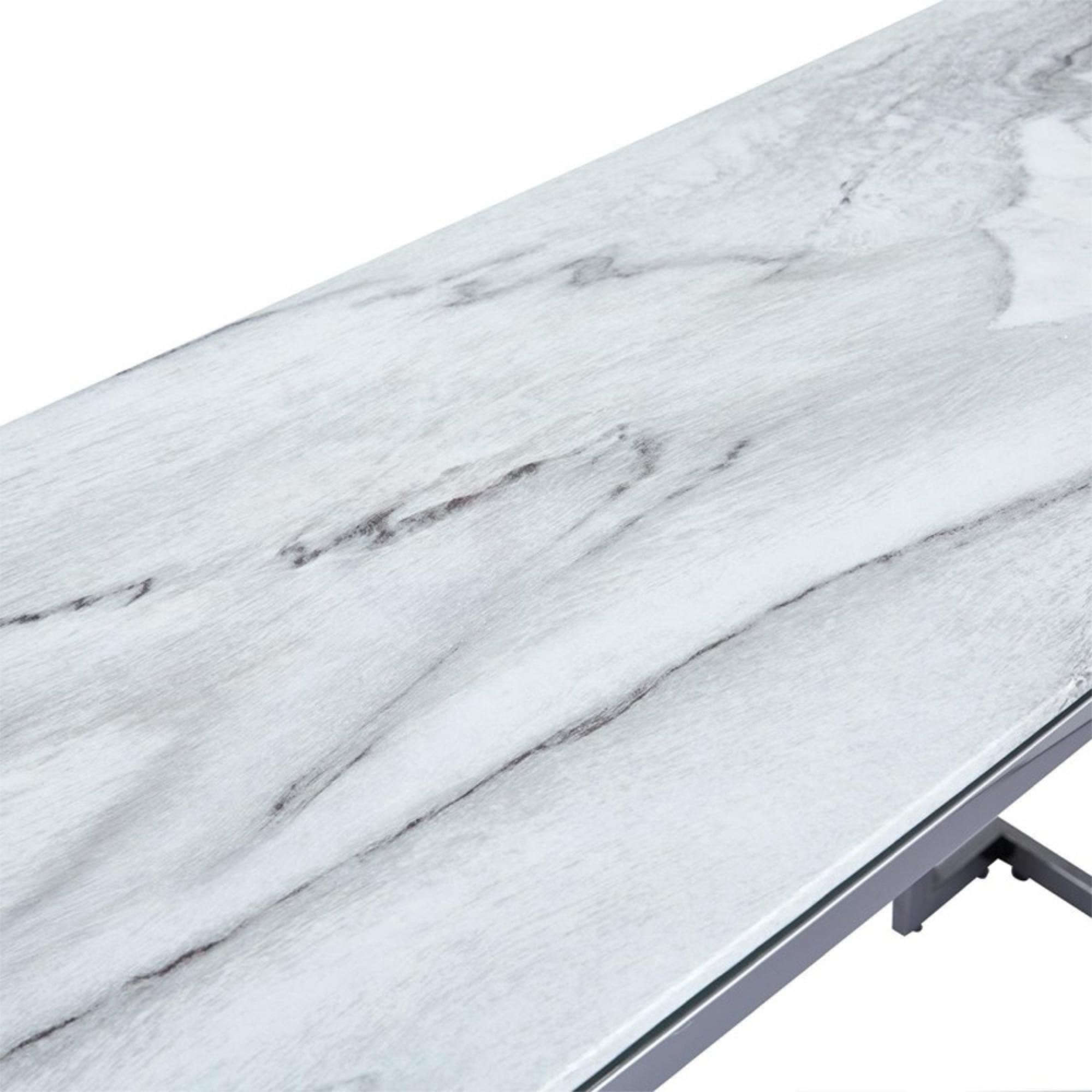 Aamari Console Table - White Marble and Chrome