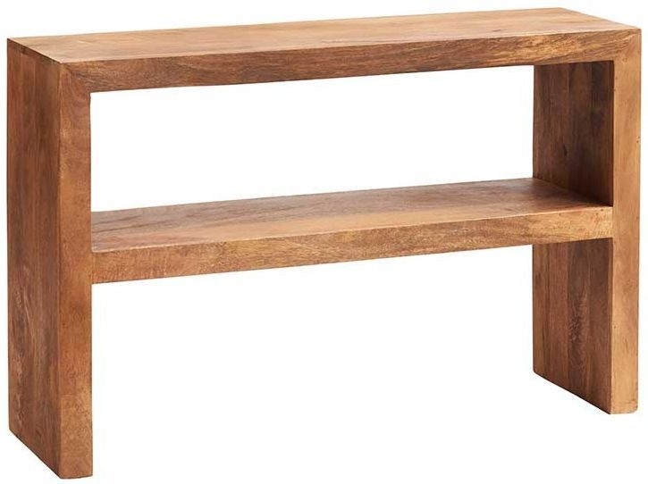 Ajmer Light Mango Wood Console Table with Shelf