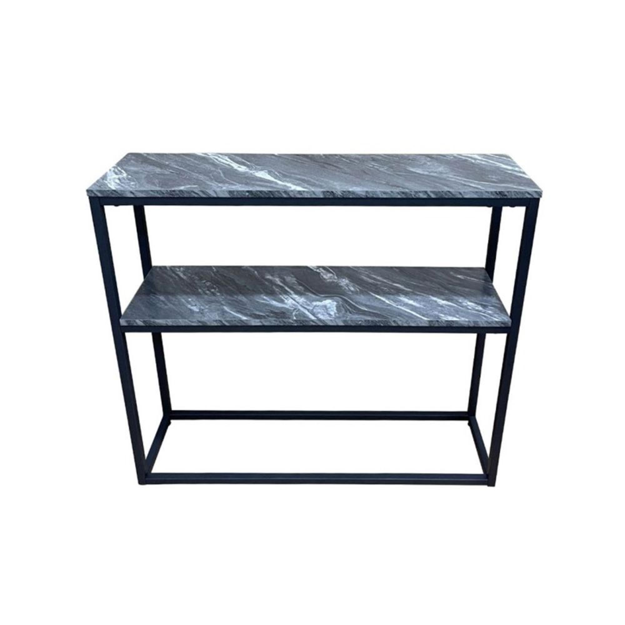 Alora Console Table - Marble Effect and Metal - with Shelf
