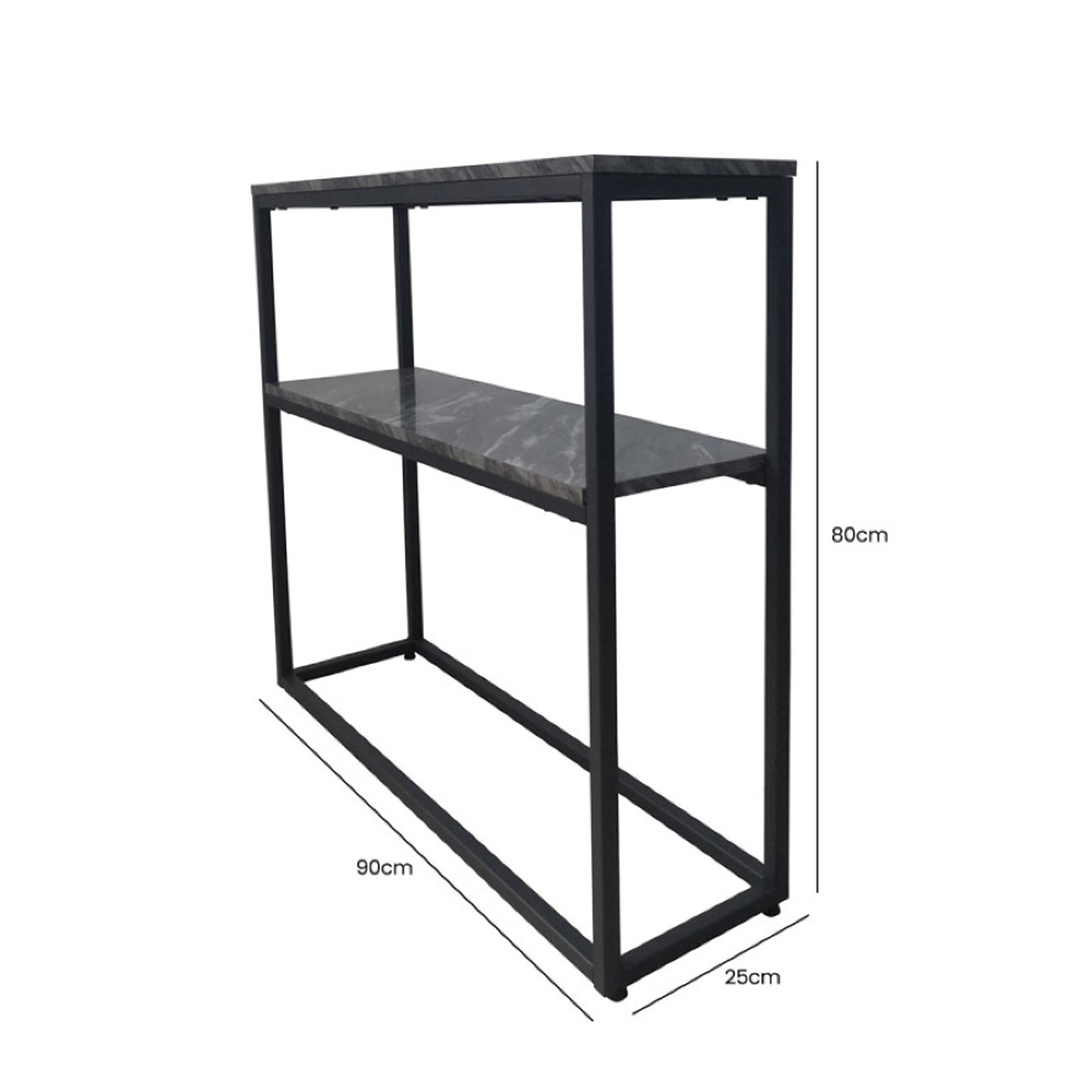 Alora Console Table - Marble Effect and Metal - with Shelf