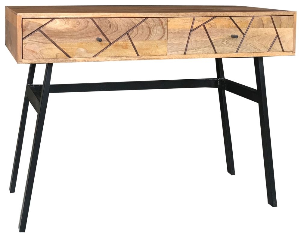 Amar Mango Wood 2 Drawer Console Table with Geometric Pattern