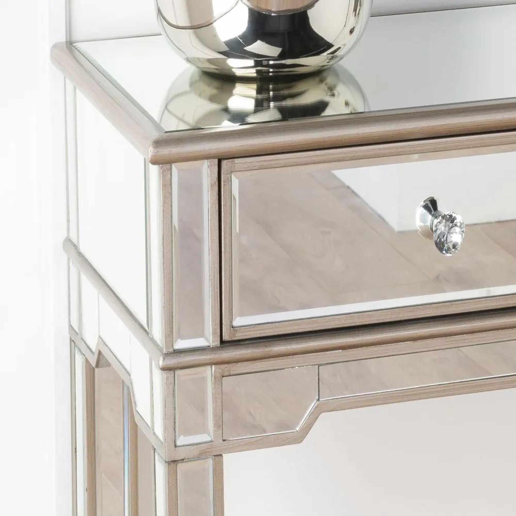 Antoinette Console Table - Mirrored - Champagne Trim