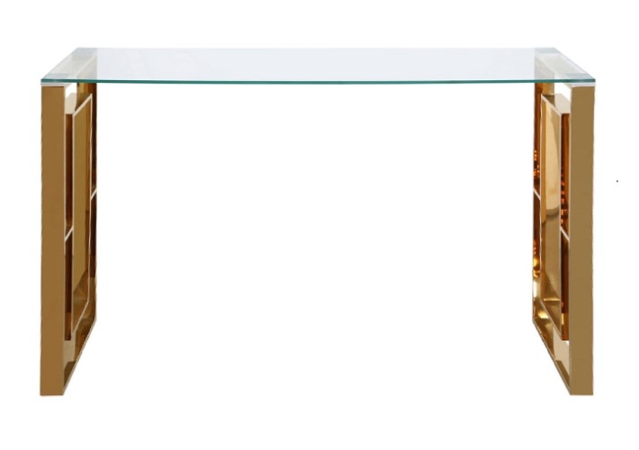 Apex Console Table - Clear Glass and Gold