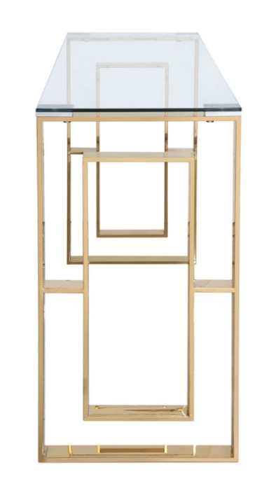 Apex Console Table - Clear Glass and Gold