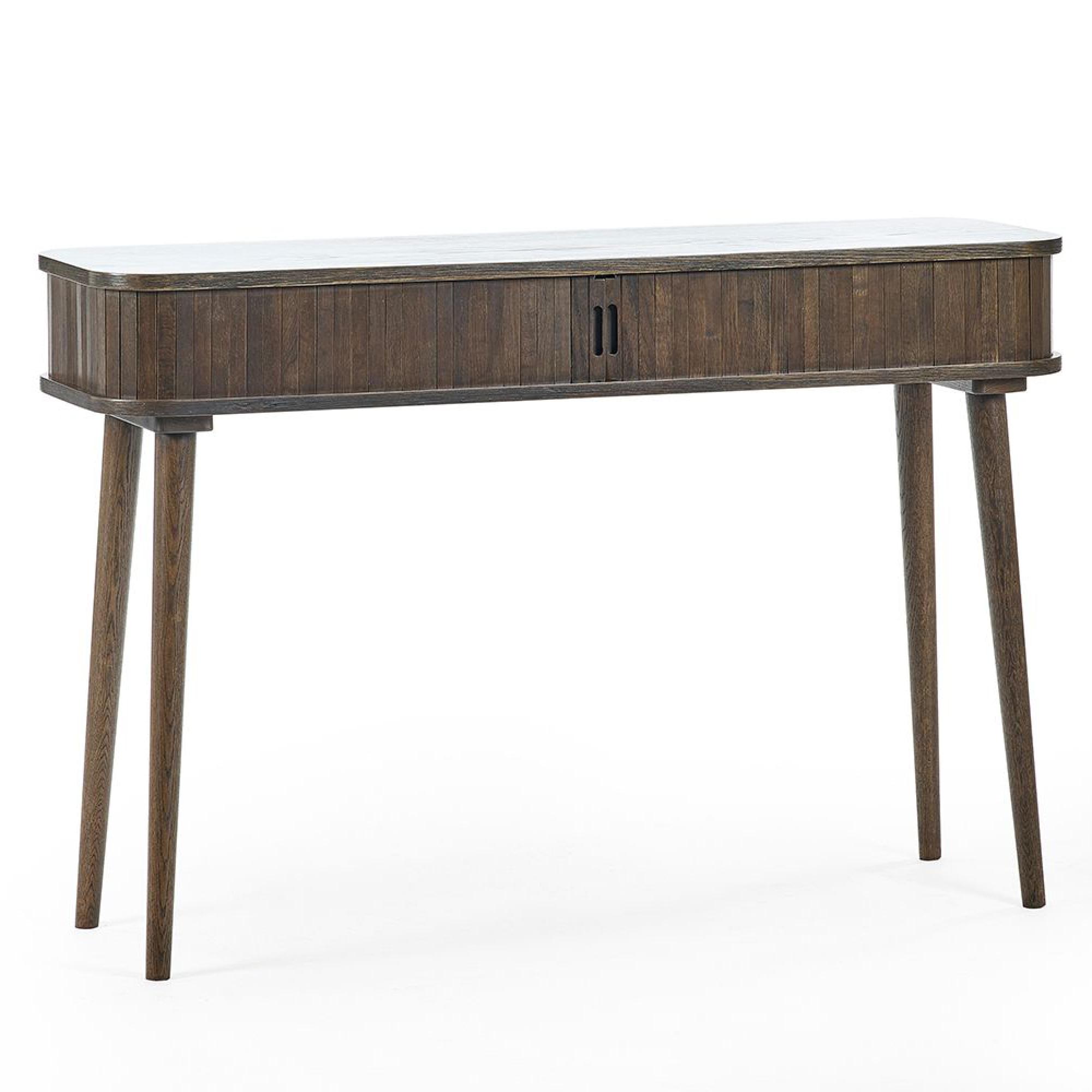 Arya Ribbed Dark Oak Console Table