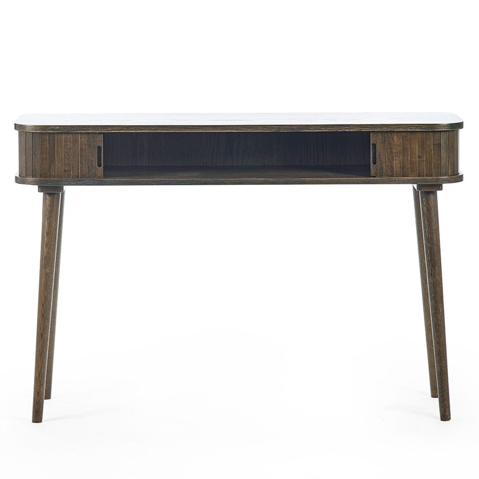 Arya Ribbed Dark Oak Console Table