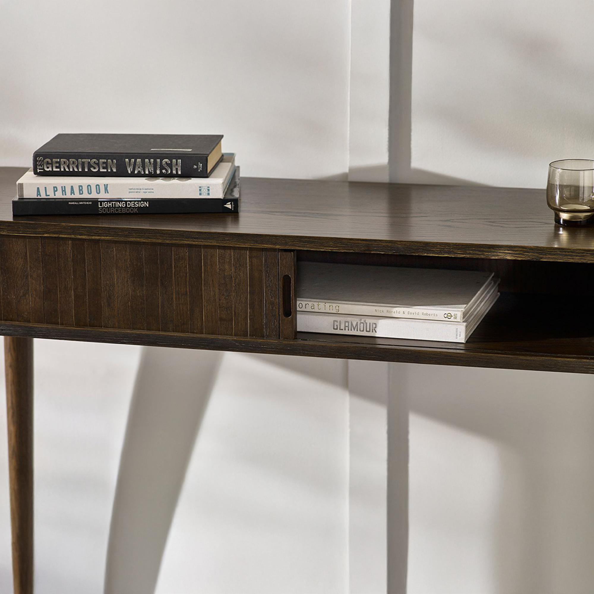Arya Ribbed Dark Oak Console Table