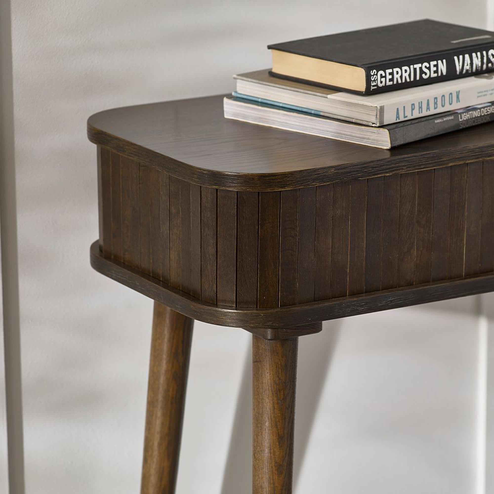 Arya Ribbed Dark Oak Console Table