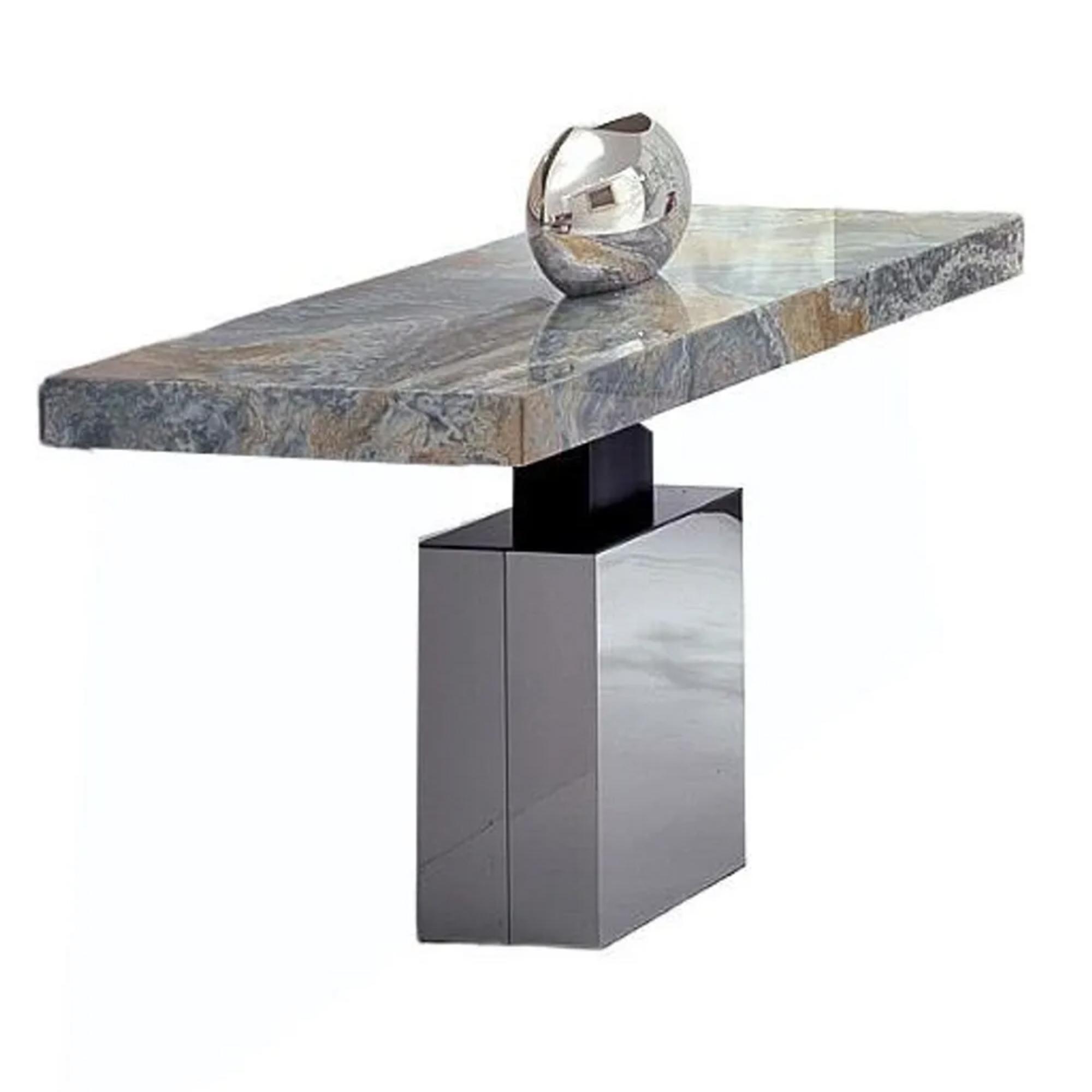 Athena Marble Console Table with Stainless Steel Base Variation Available
