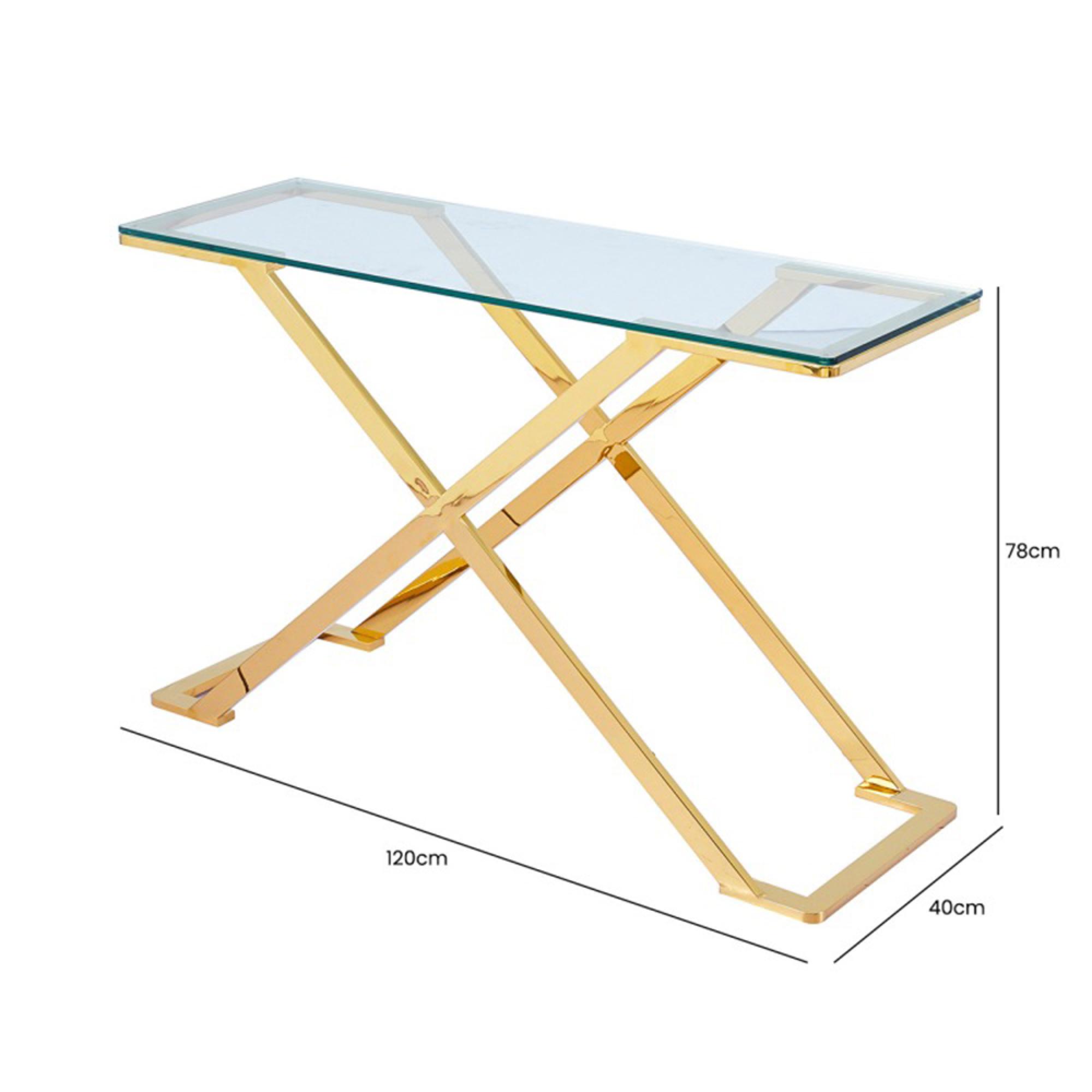Axel Console Table - Clear Glass and Gold Metal