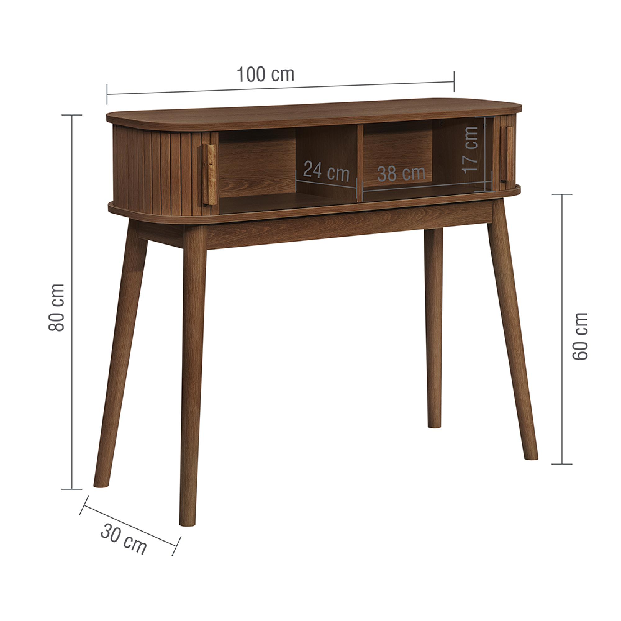 Axel Curved Console Table - Walnut Fluted
