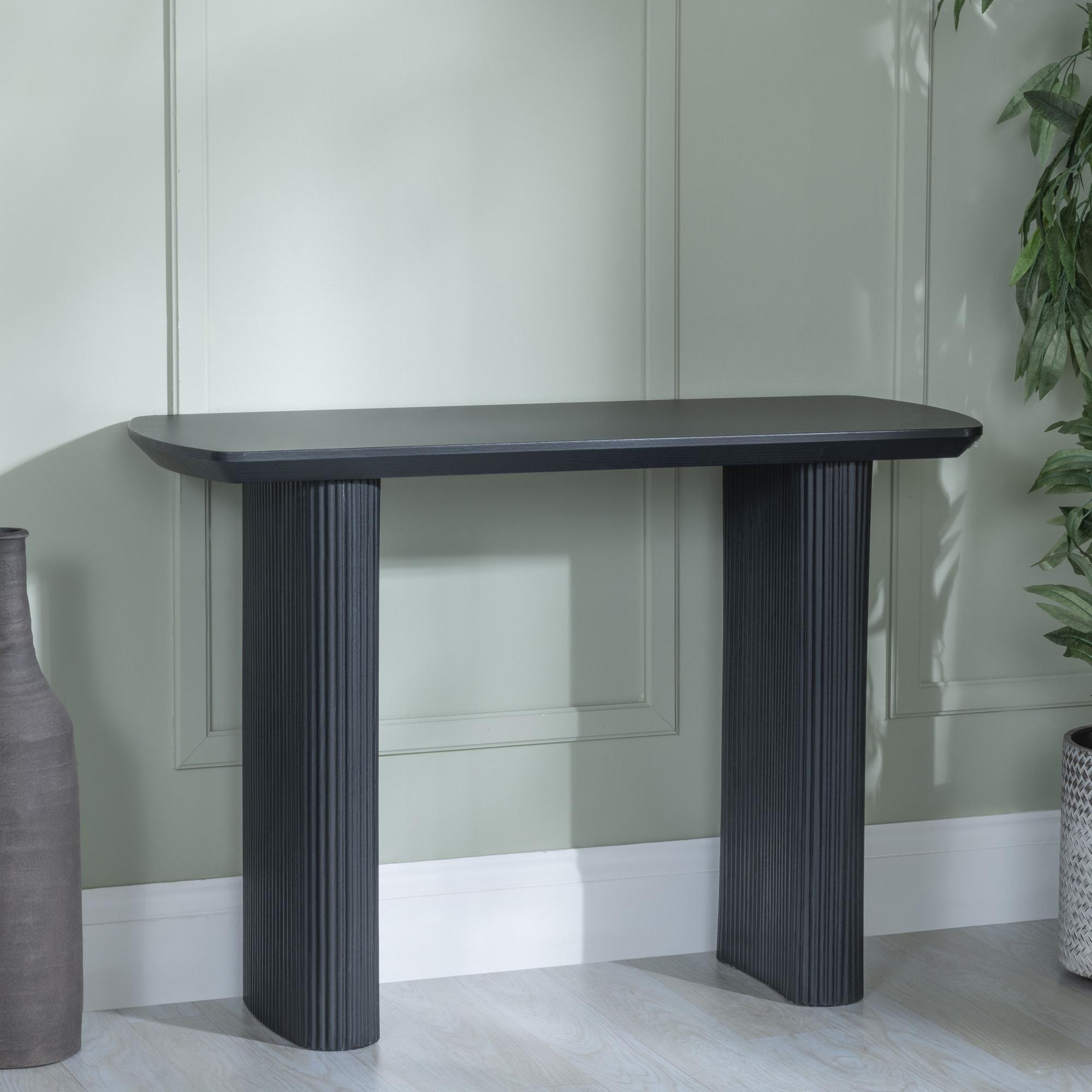 Bern Pedestal Console Table - Black - Fluted