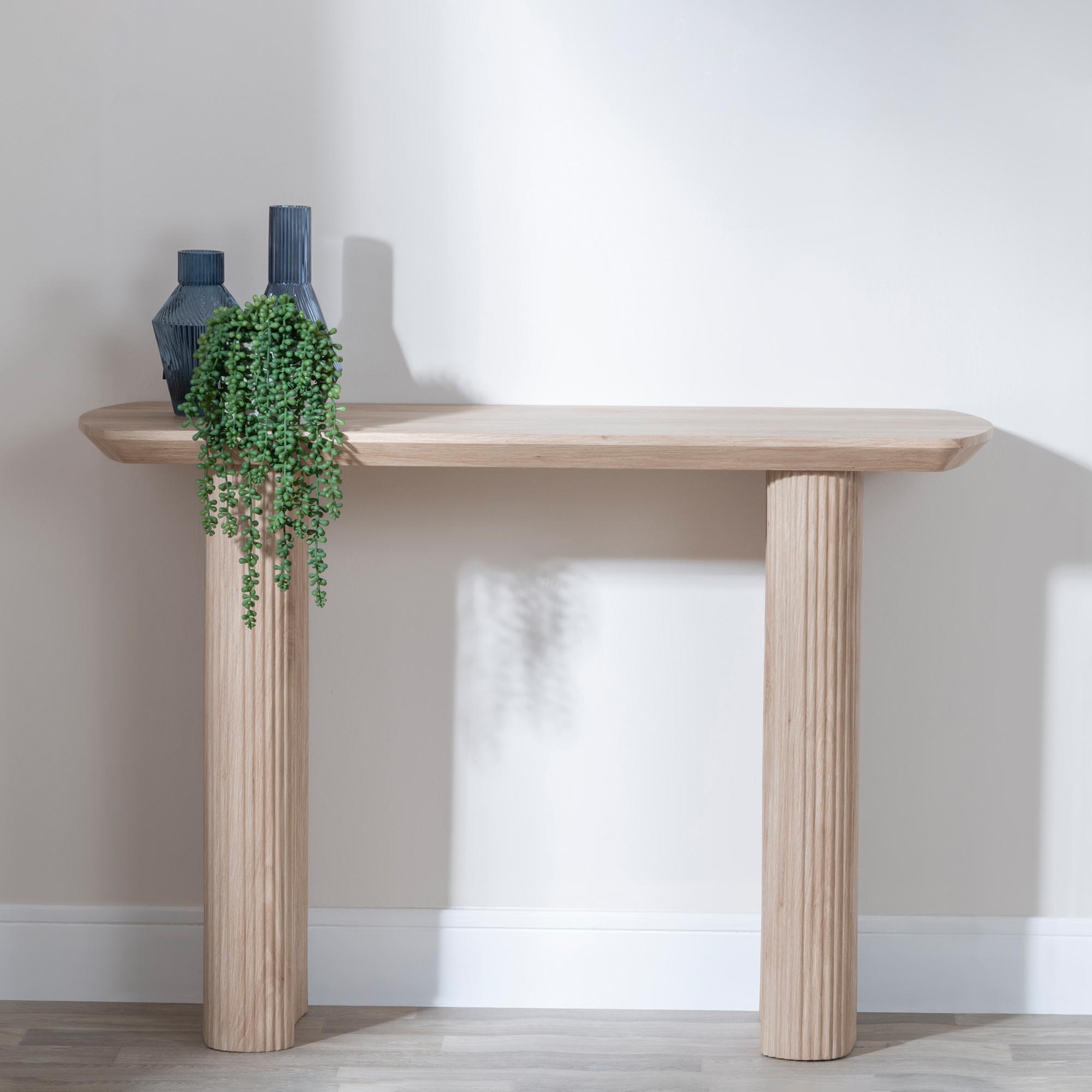 Bern Pedestal Console Table - Oak - Fluted