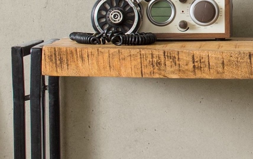 Bhuj Industrial Style Wooden Console Table with Shelf