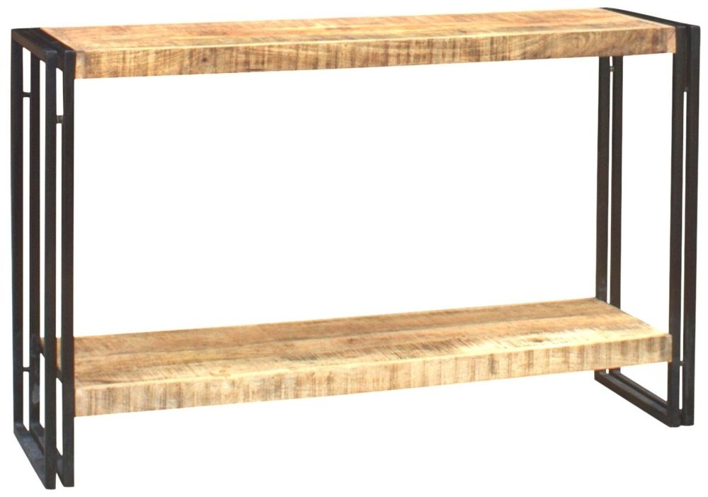 Bhuj Industrial Style Wooden Console Table with Shelf