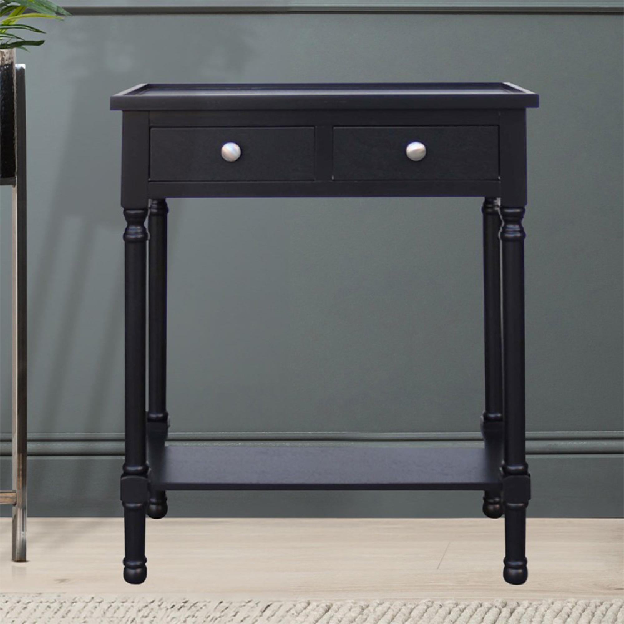 Console Table - Black - 2 Drawer - Small