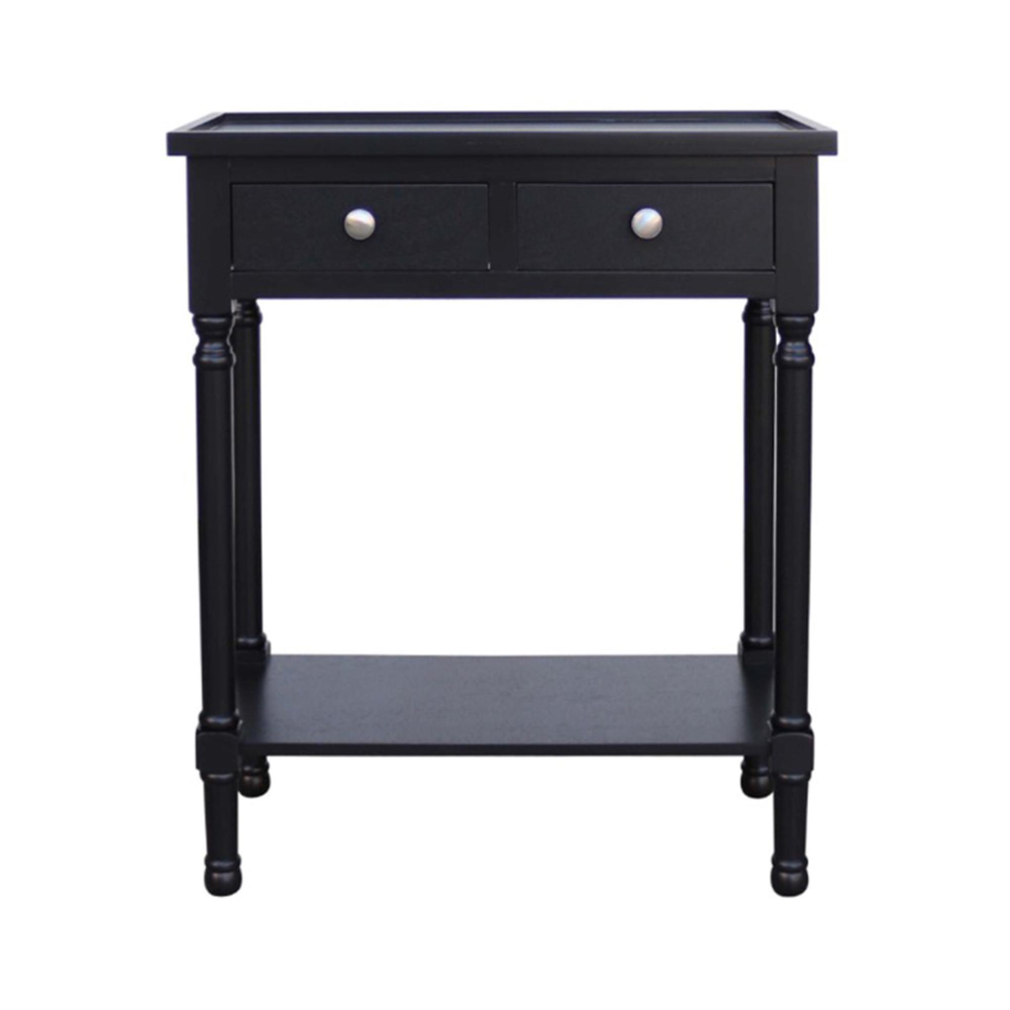 Console Table - Black - 2 Drawer - Small