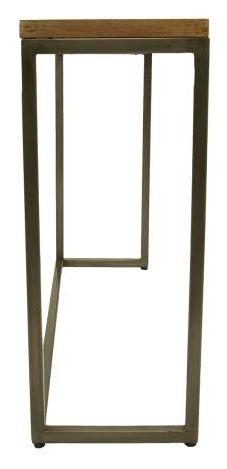 Chevron Mango Wood Console Table - Brushed Gunmetal Base