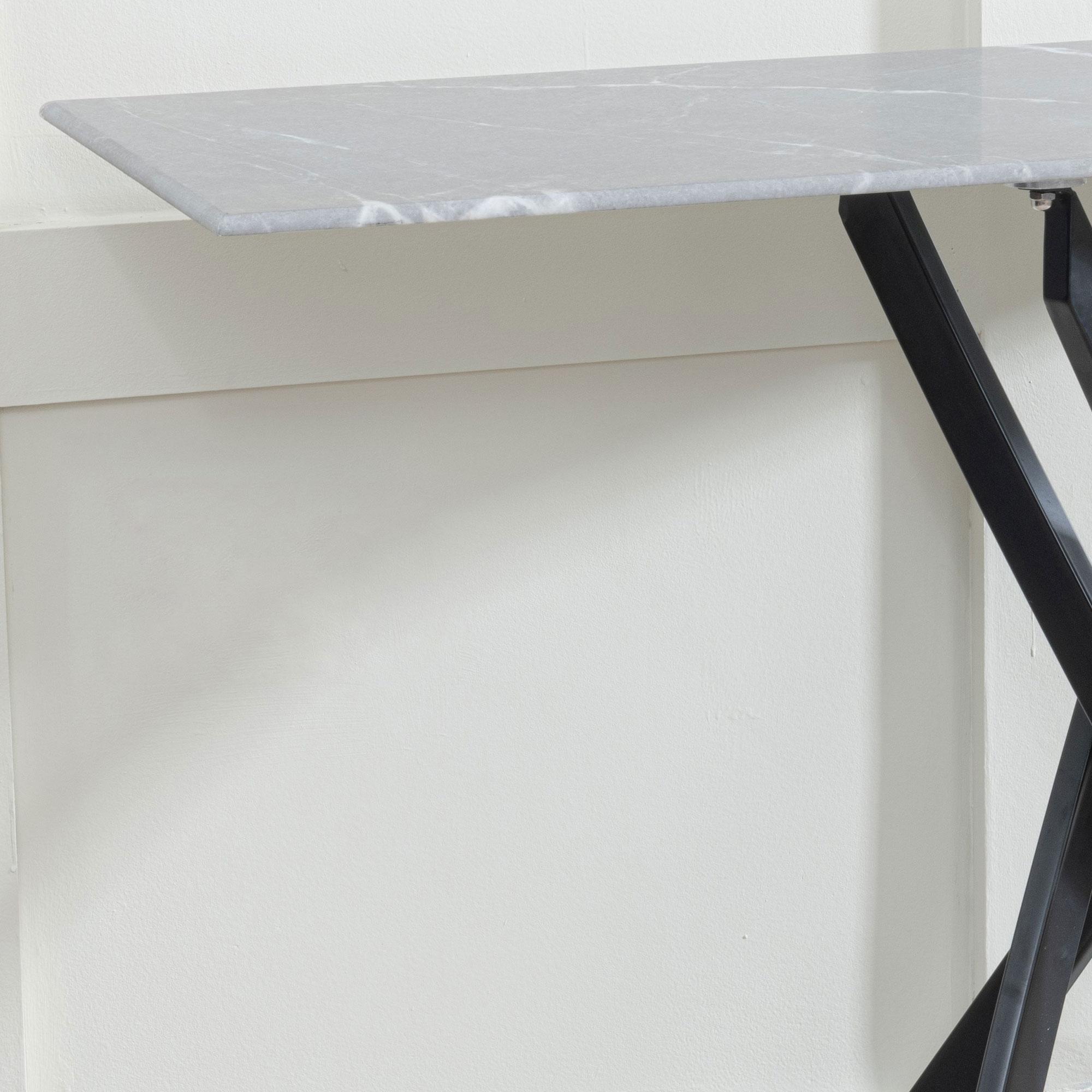 Clearance - Chopstick Console Table - Grey Glass - Black Metal Legs