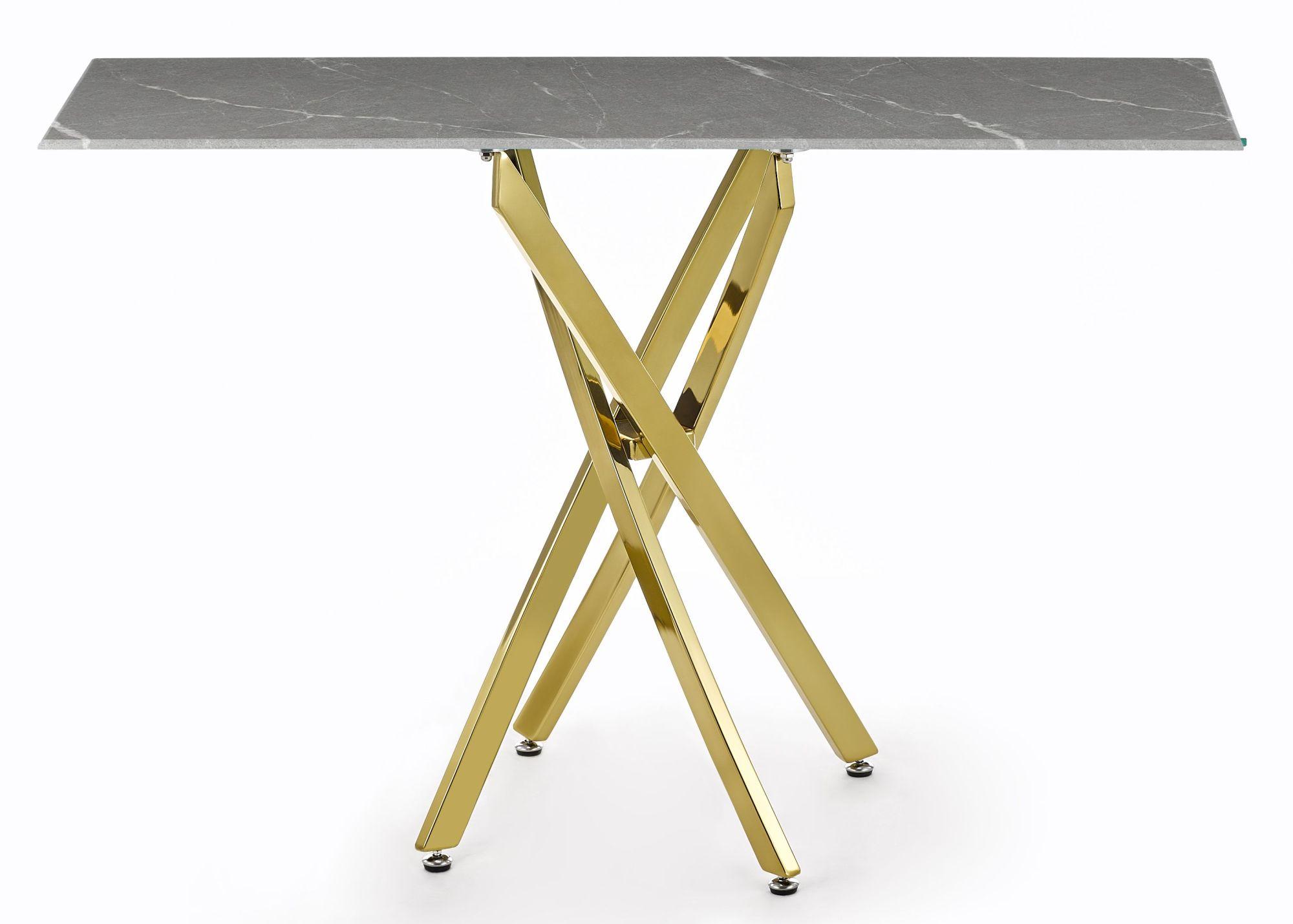 Clearance - Chopstick Console Table - Grey Glass - Gold Metal Legs