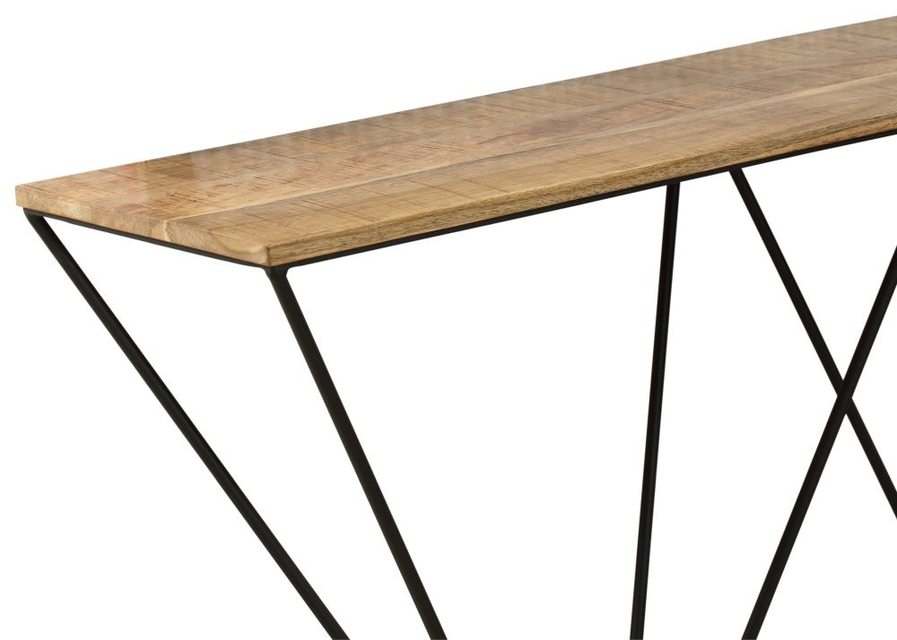 Clearance - Cosgrove Console Table - Mango Wood - Black Metal Hairpin Legs