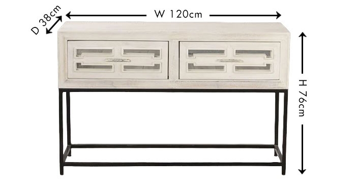 Clearance - Geo Console Table - 2 Drawer - White Mirrored