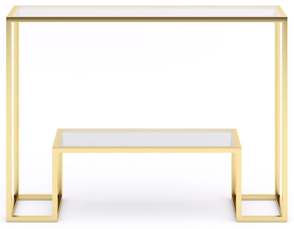 Clearance - Knightsbridge Console Table - Glass and Gold