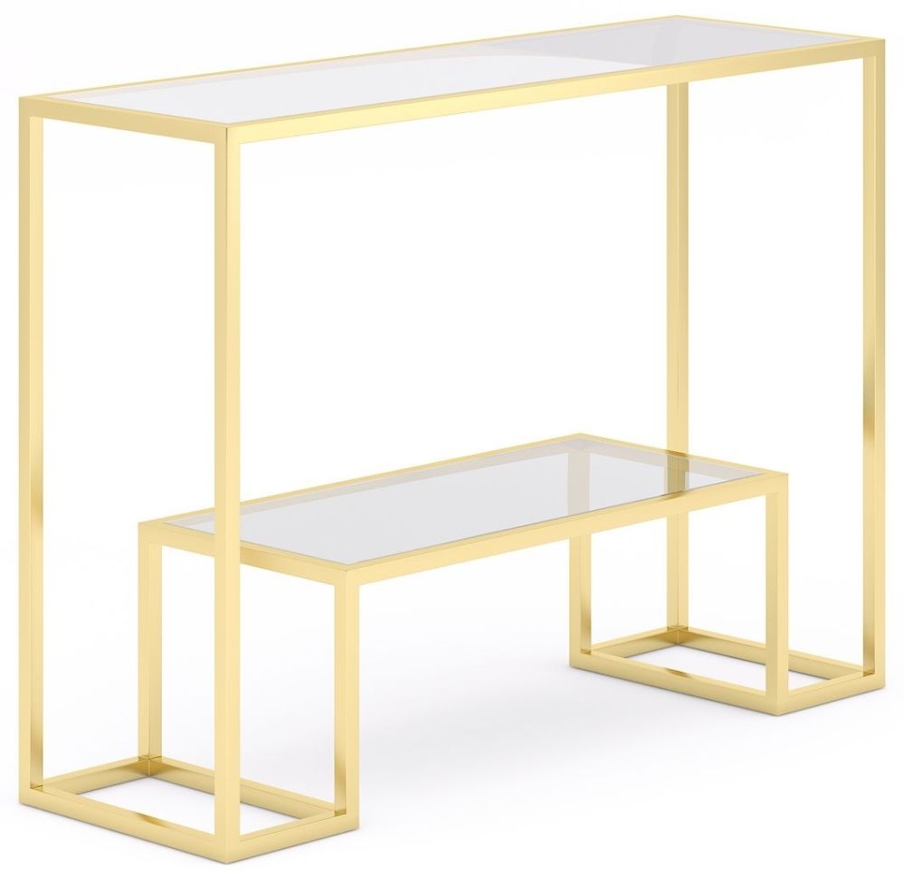 Clearance - Knightsbridge Console Table - Glass and Gold