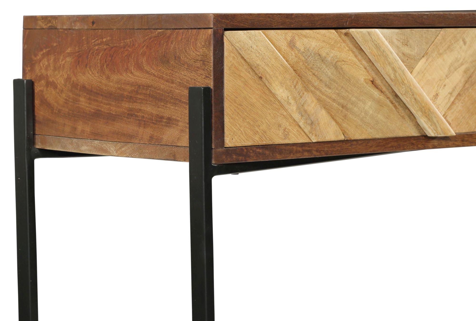 Clearance - Rennes Console Table - 2 Drawer - Rustic Mango Wood - Chevron