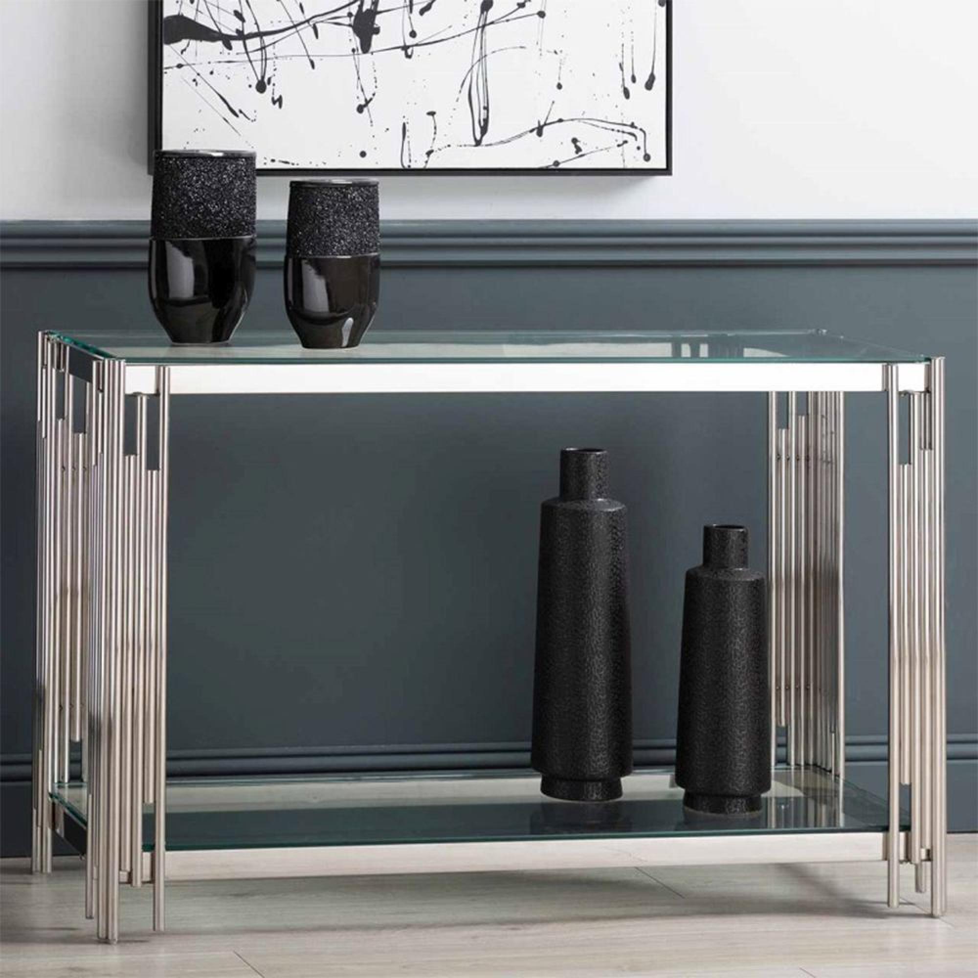 Cohen Console Table - Clear Glass and Chrome