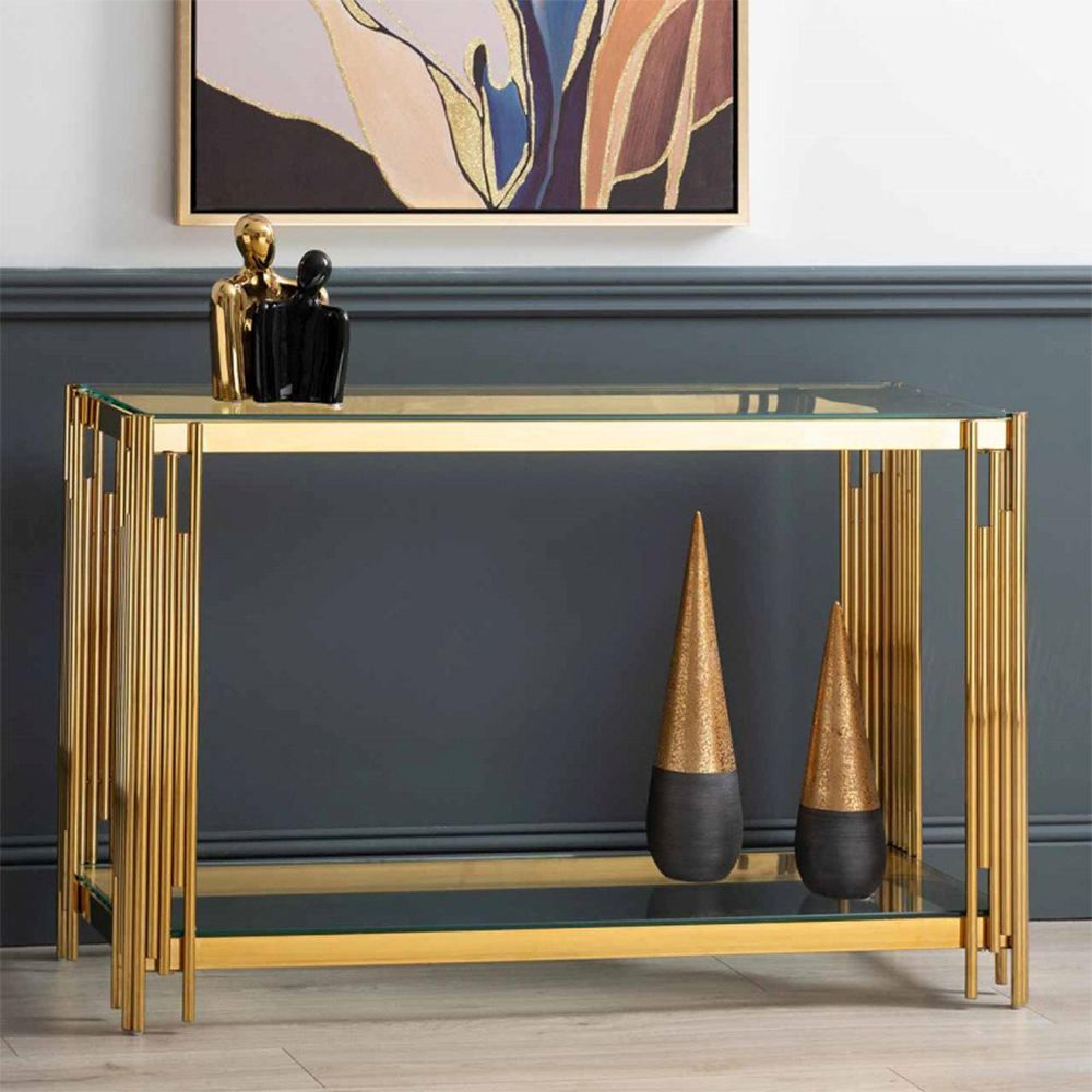 Cohen Console Table - Clear Glass and Gold Metal