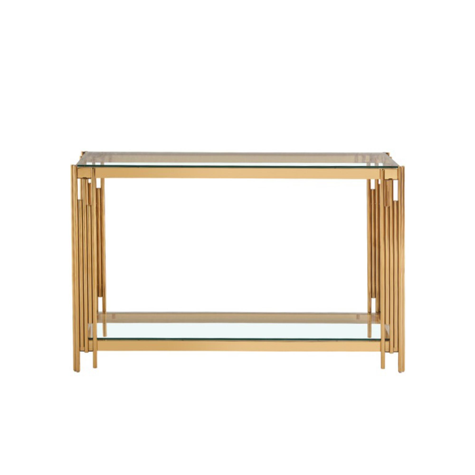 Cohen Console Table - Clear Glass and Gold Metal