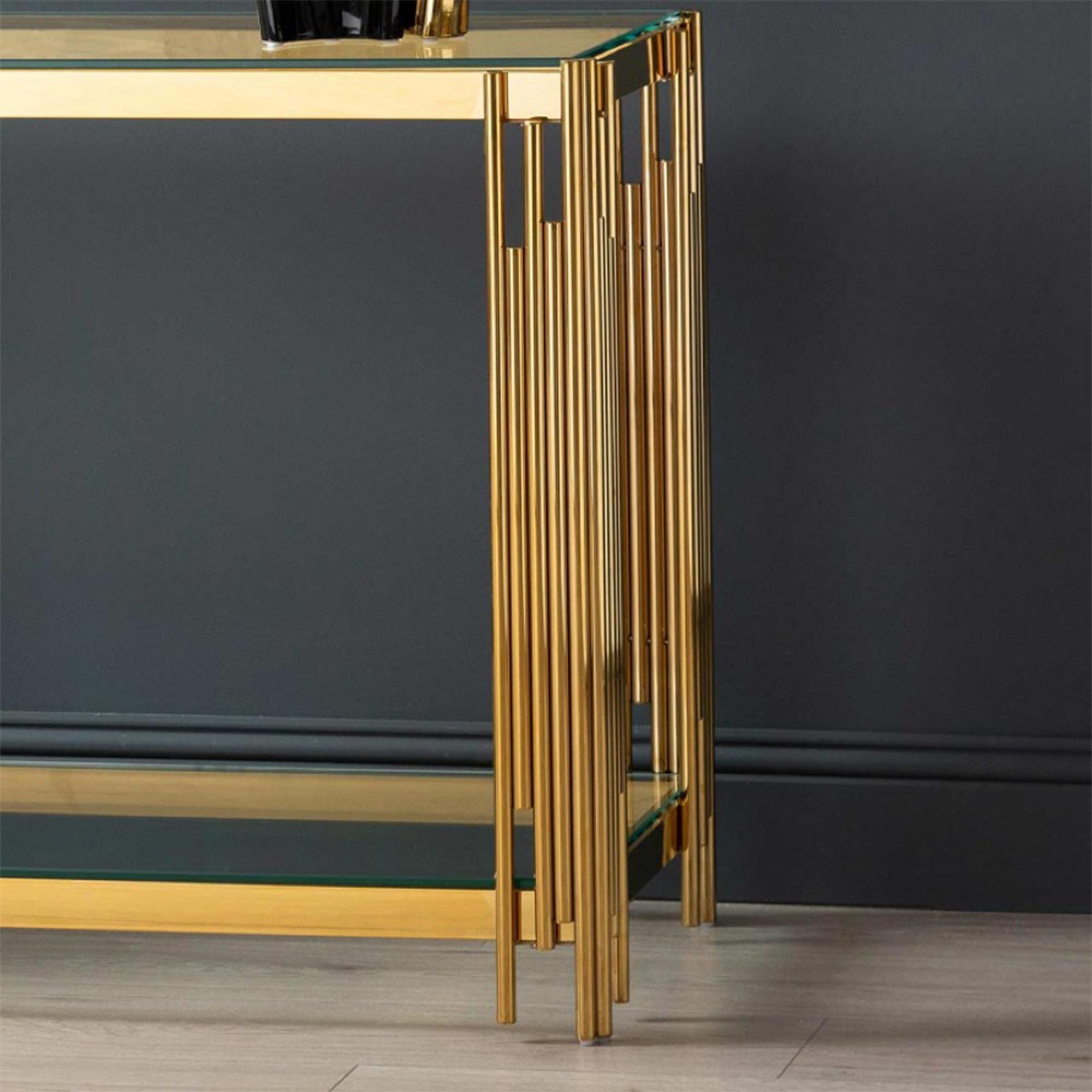 Cohen Console Table - Clear Glass and Gold Metal