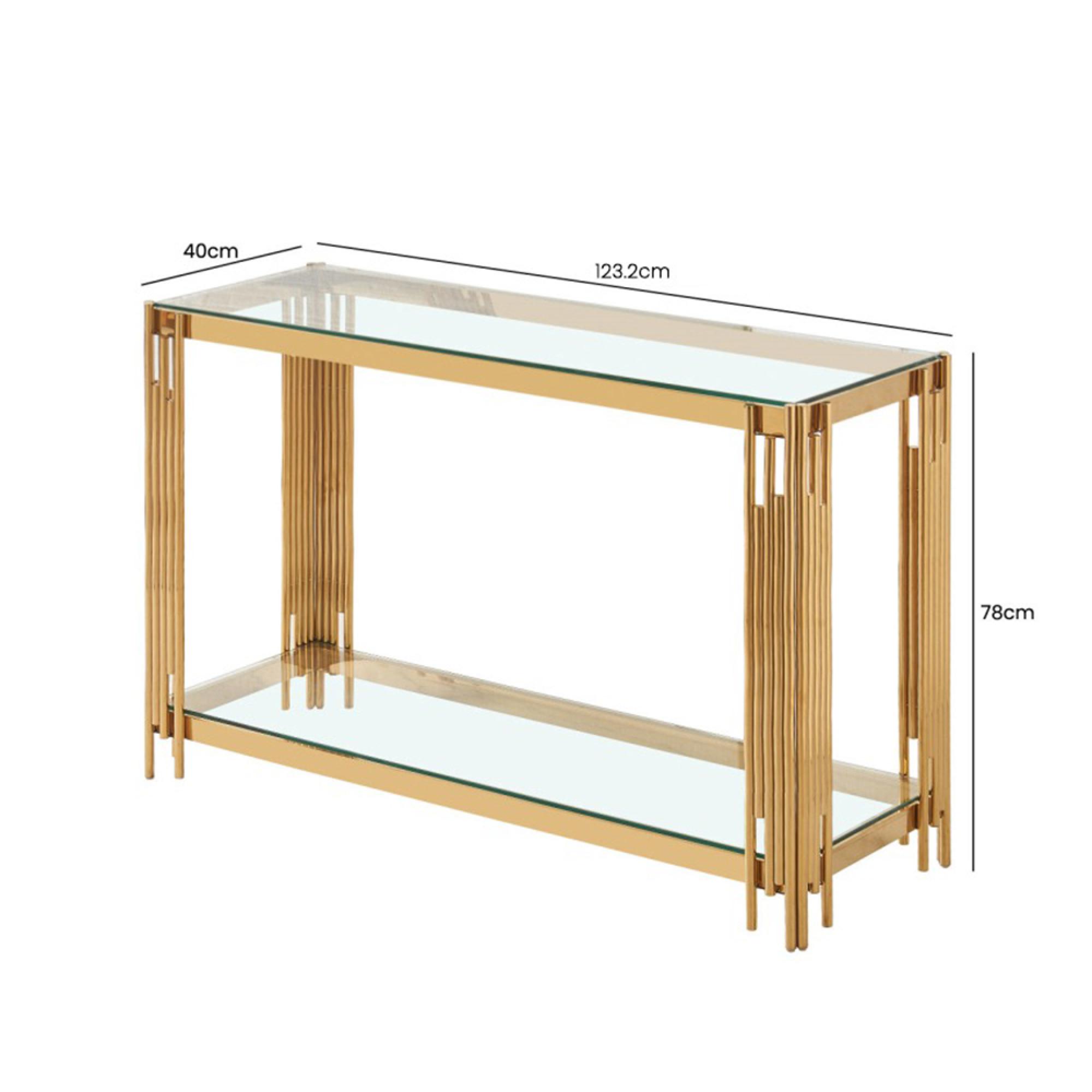 Cohen Console Table - Clear Glass and Gold Metal
