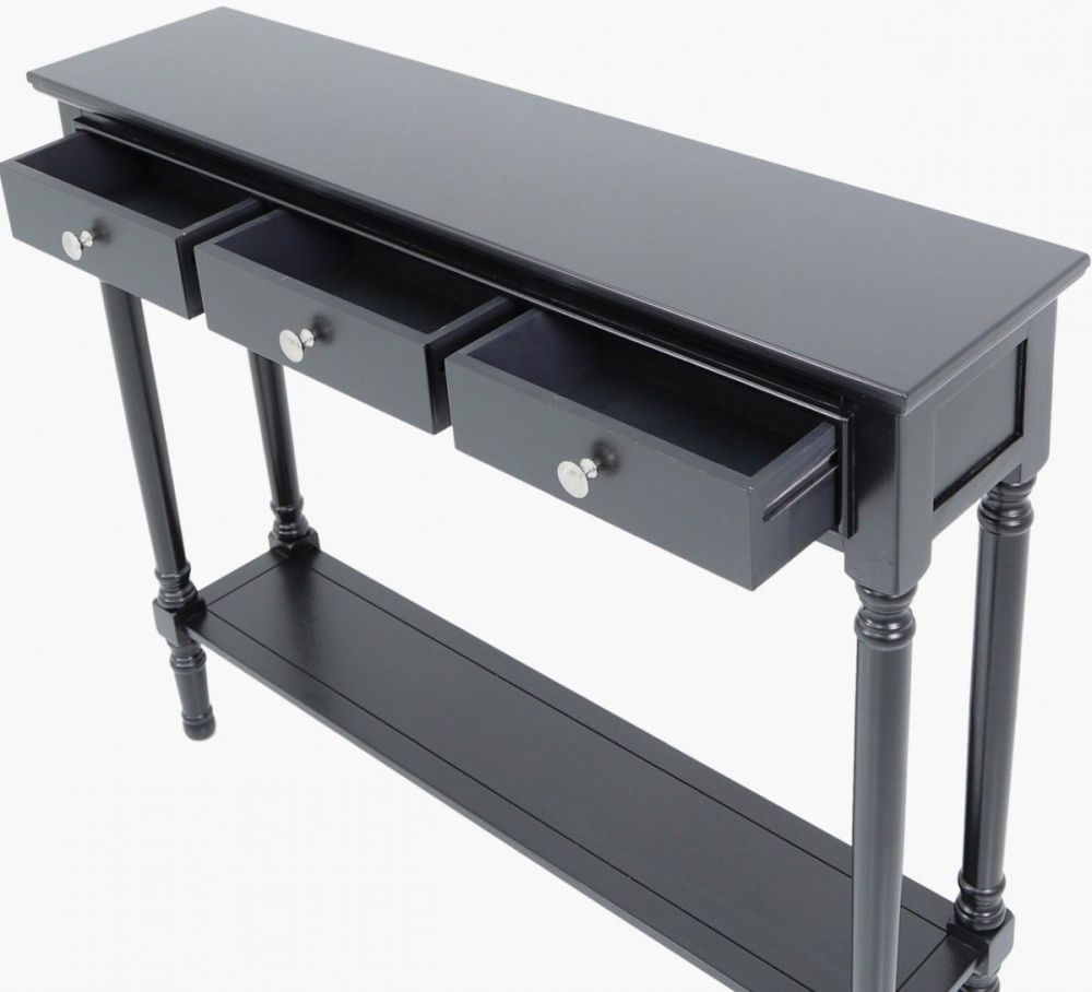 Delta Console Table - 3 Drawer - Black