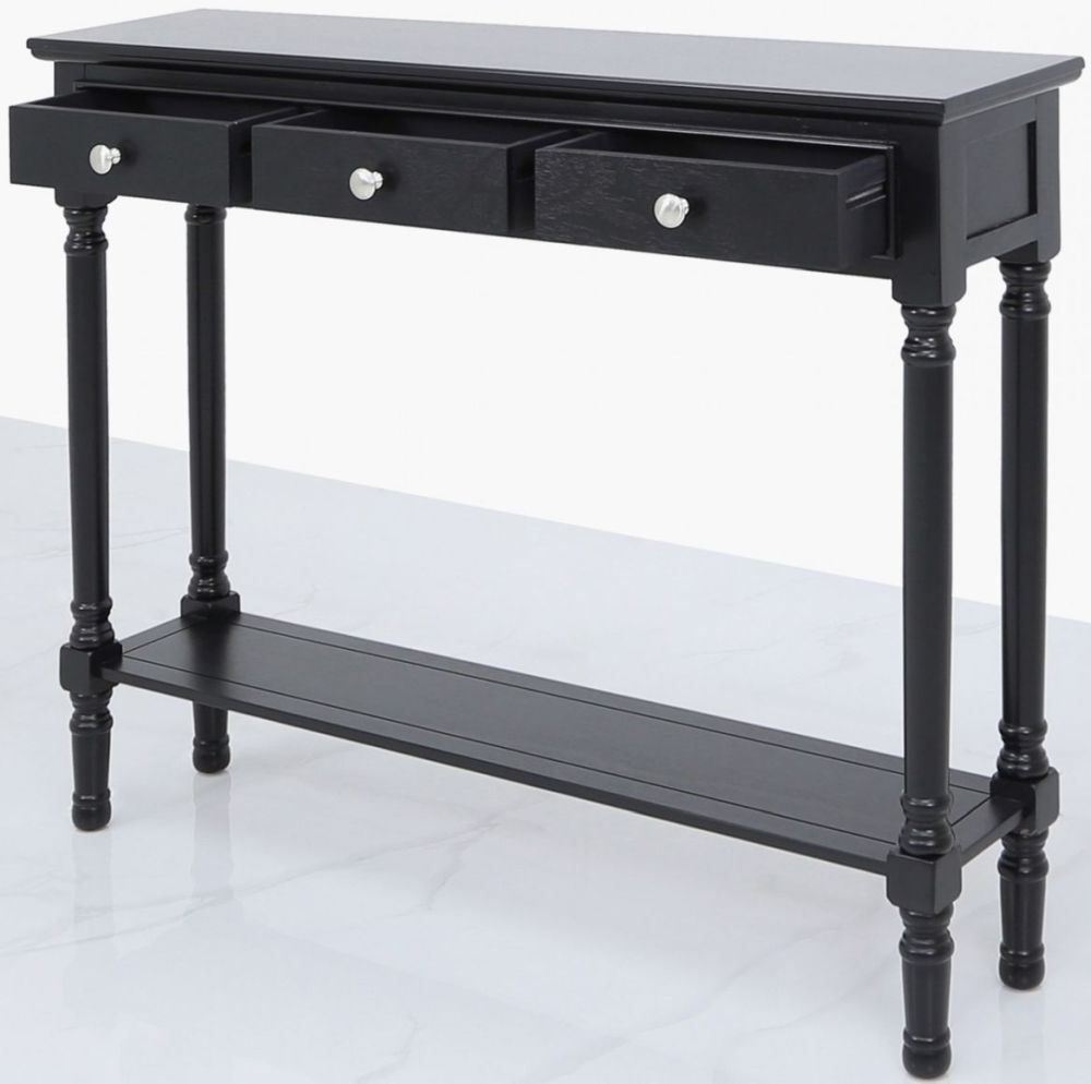 Delta Console Table - 3 Drawer - Black