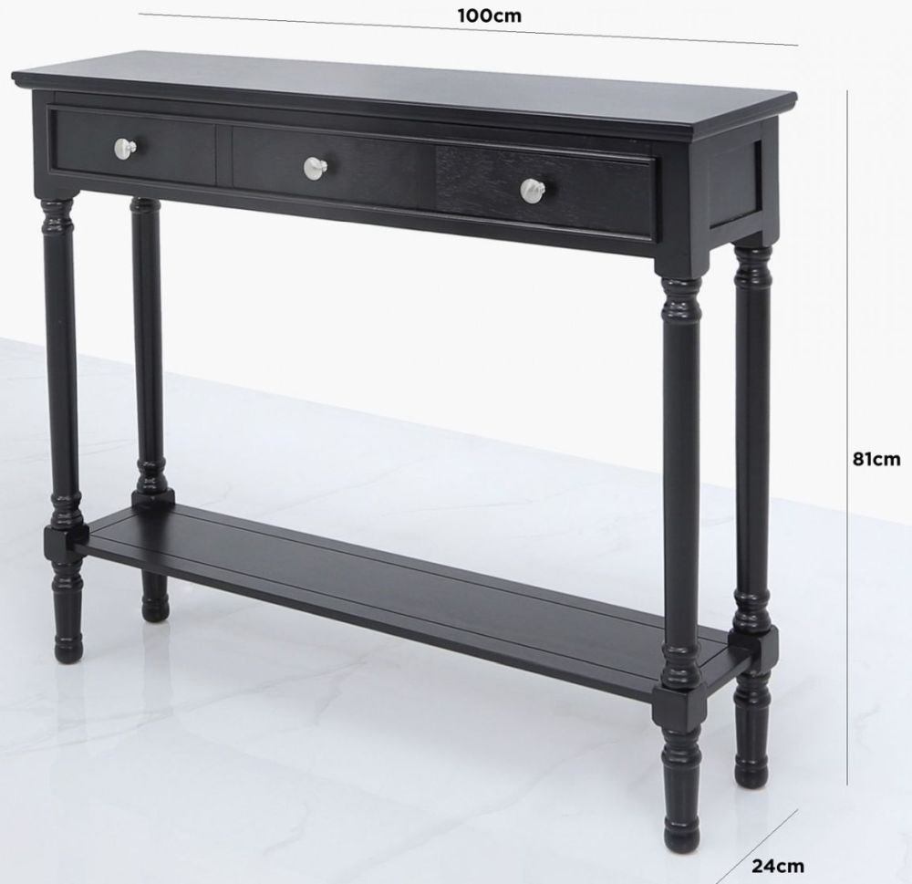 Delta Console Table - 3 Drawer - Black