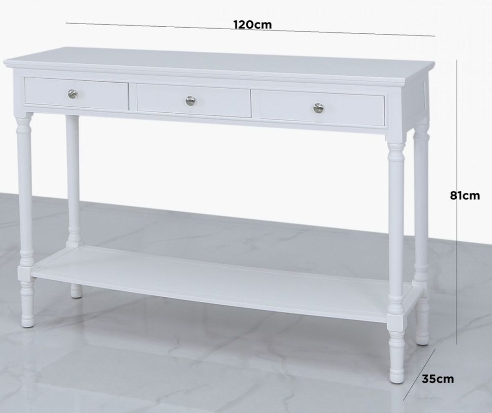 Delta Console Table - 3 Drawer - White