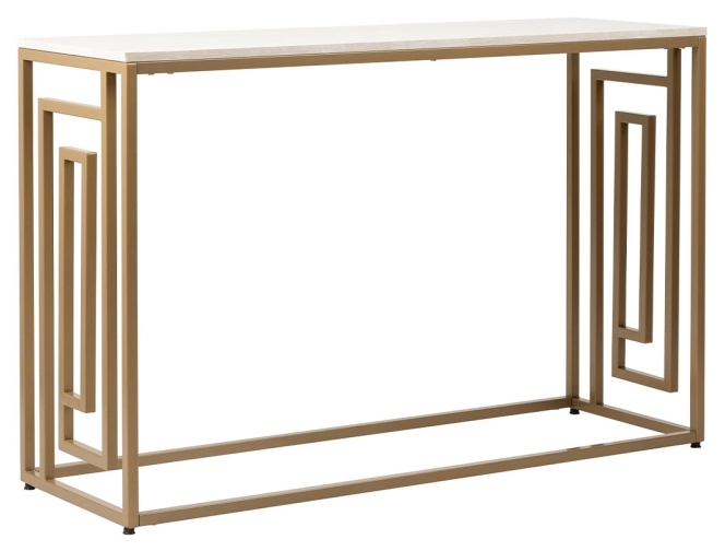 Devon Console Table - Cream Wood and Gold