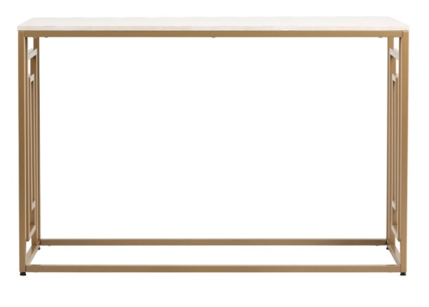 Devon Console Table - Cream Wood and Gold