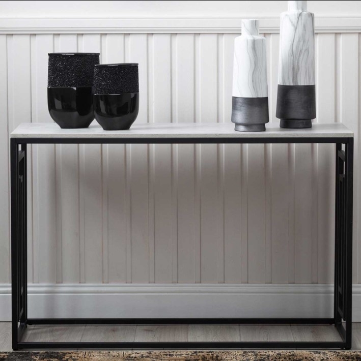 Devon Console Table - Grey Wood and Black