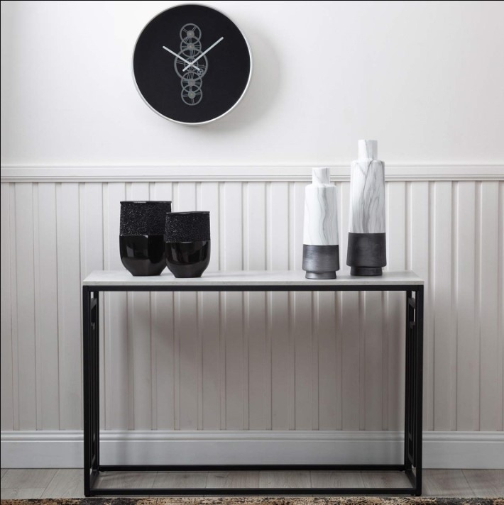 Devon Console Table - Grey Wood and Black