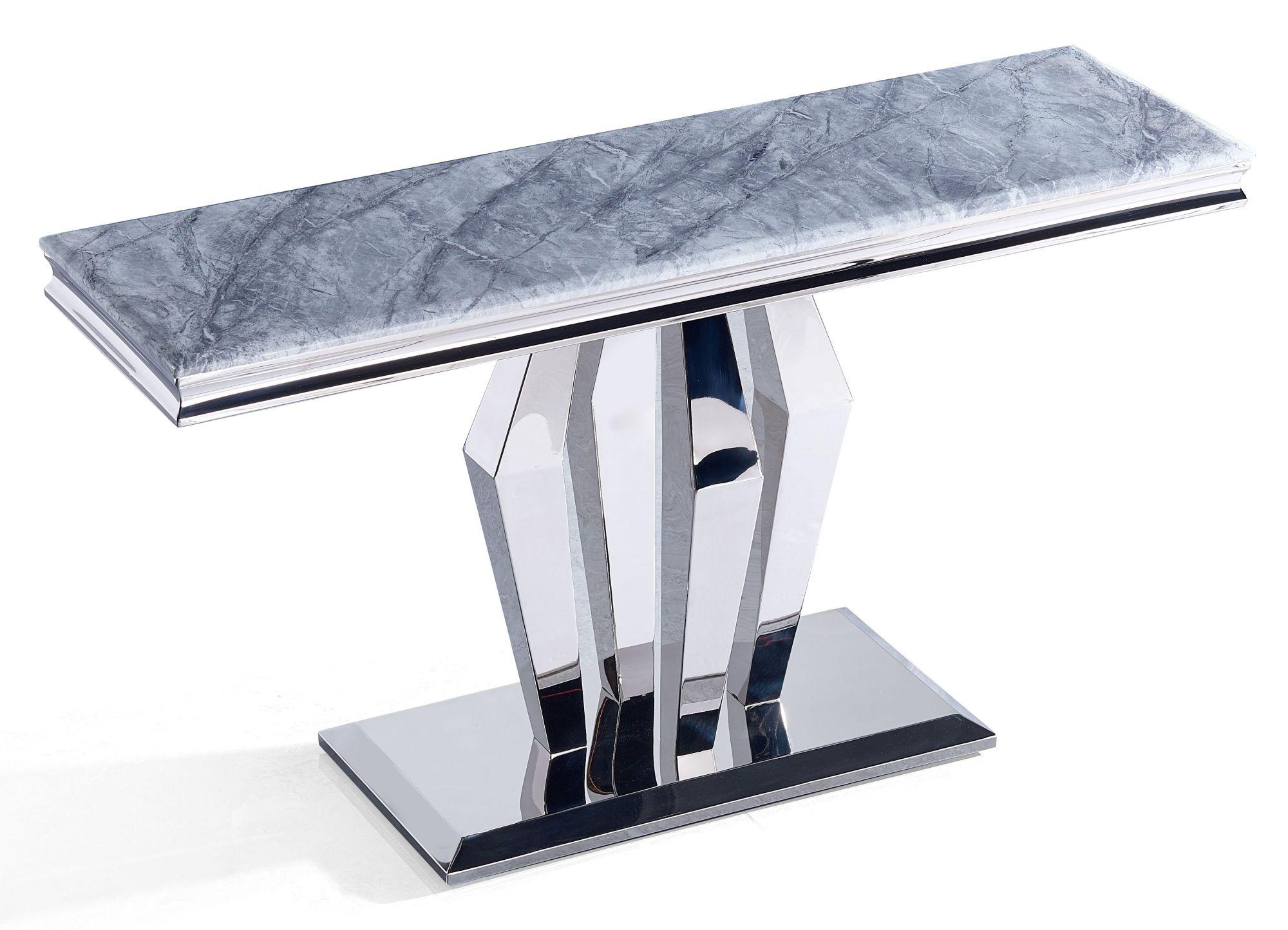 Dolce Console Table - Grey Marble & Chrome